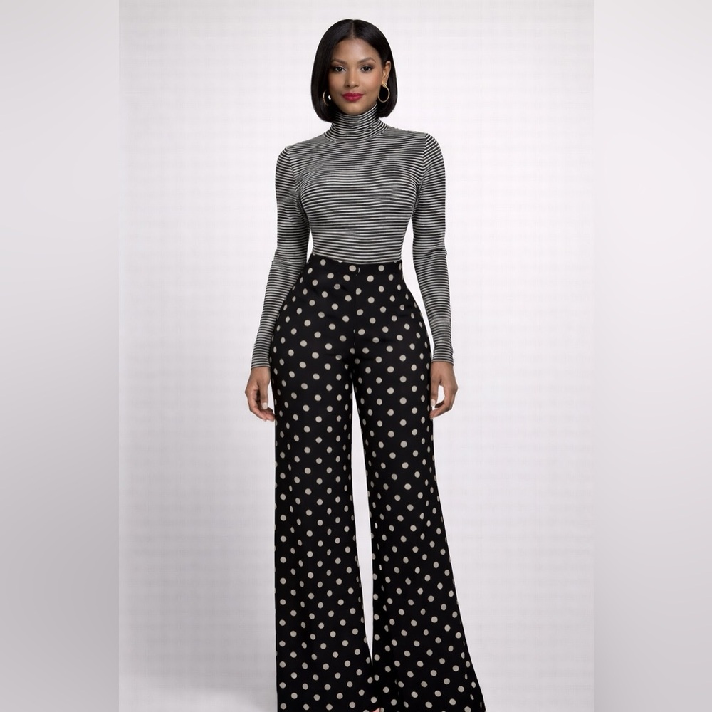 NEW! Black White Striped High Neck Turtleneck Long Sleeve Bodysuit